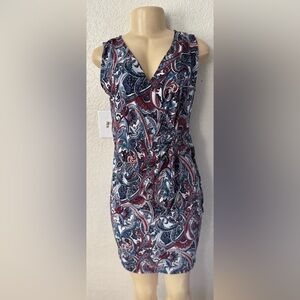 Purple Rain Paisley Print Midi Dress - Red, Blue, White casual midi sexy